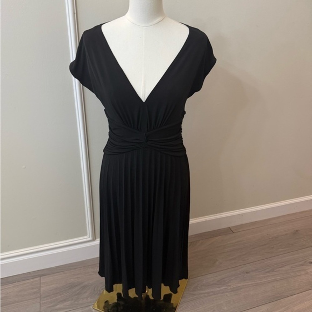 Max & Cleo Black V-Neck Midi Dress